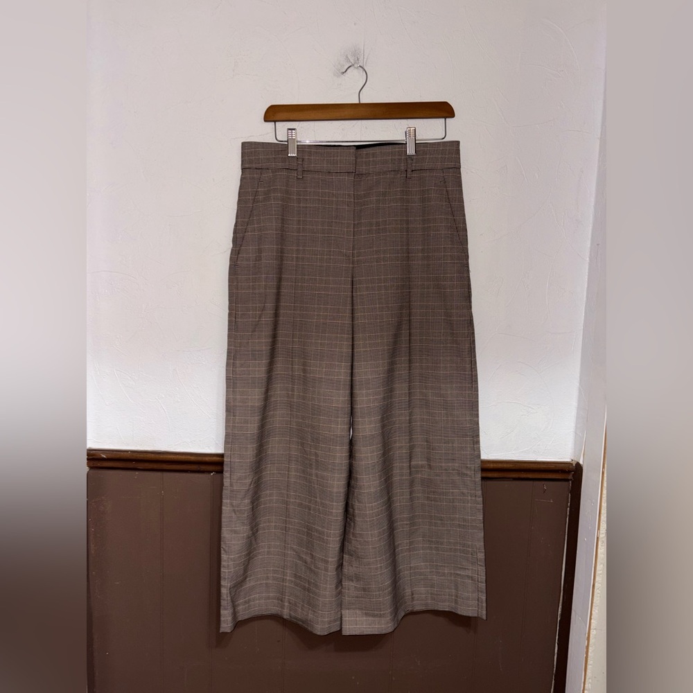 Ann Taylor | Brown Plaid Wide Leg Cropped Pants